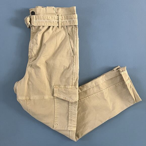 Frame Safari Belted Cargo Khaki High Rise Paperbag Waist Utility Pants - Picture 5 of 7